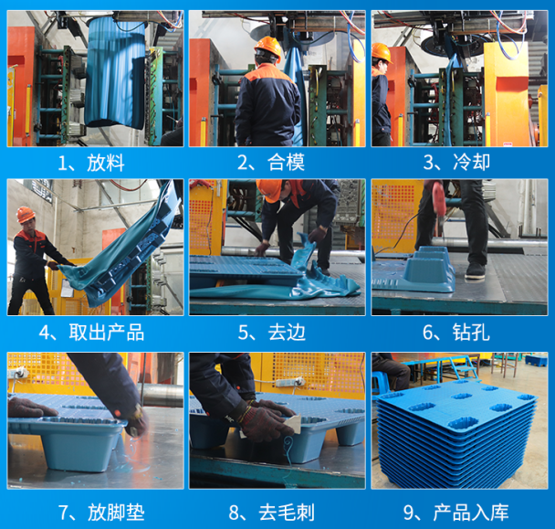 九腳吹塑托盤如何生產(chǎn)？吹塑托盤廠家來解惑